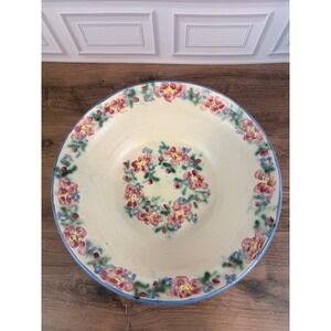 Vintage 1990 Clouds Pottery Folsom X-Large 14 3/8" Floral Serving Tabletop Bowl